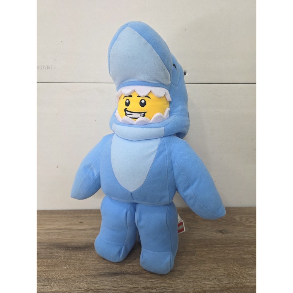 2019 LEGO Minifigure Man Shark Suit Guy Blue 14" Soft Toy  Plush EUC Jaws
